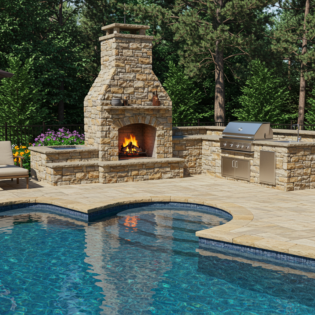 BBQ Outdoor Stone for Pool Area